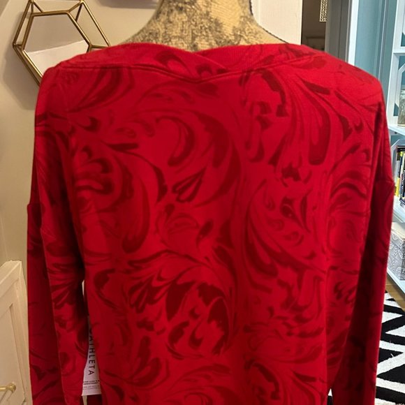 Atheleta Red Coaster Luxe V-Neck Sweatshirt Brand New Size Small - Picture 3 of 11